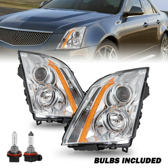 For 2008-2014 Cadillac CTS Headlights Headlight Left+Right Halogen Type w/Bulbs