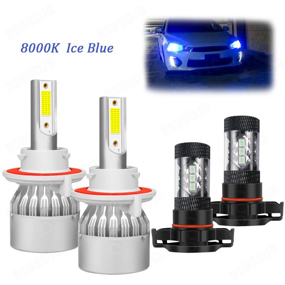For 2008-2014 Dodge Challenger 4pcs Ice Blue 8000K LED Headlight + Fog Light Bulbs