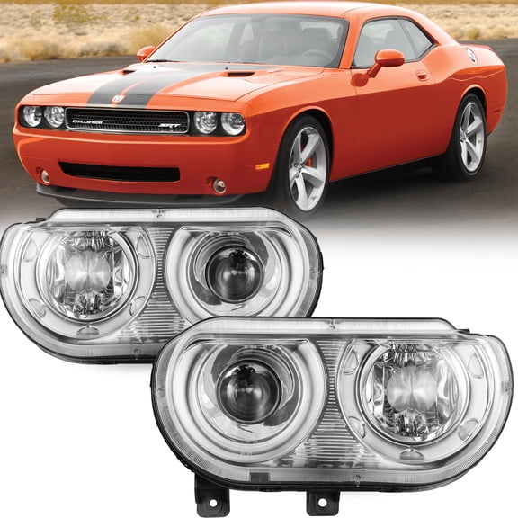 For 2008-2014 Dodge Challenger Headlights HID Projector Headlamps LH+RH