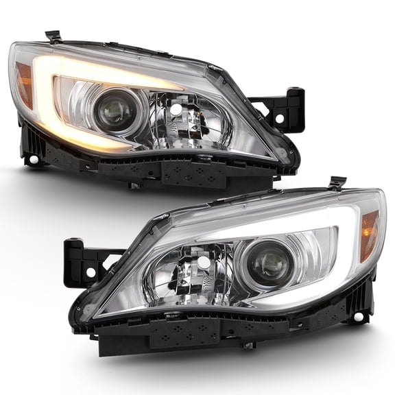 For 2008-2014 Subaru Impreza WRX Chrome LED DRL Switchback Projector Headlights