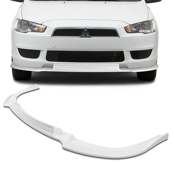 For 2008-2015 Mitsubishi Lancer RA-Style Painted White Front Bumper Spoiler Lip
