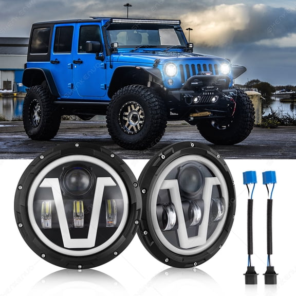 For 2008-2016 Jeep Patriot 7" LED Headlights - DRL + Projector Combo, Ultra Bright 6000K White/Amber, OEM Fit & Plug & Play