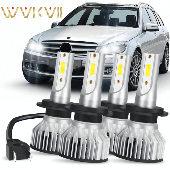 For 2008-2017 Mercedes-Benz C300 - H7 LED Headlight High Low Beam Bulbs Upgrade Kit 6000K White 4pcs