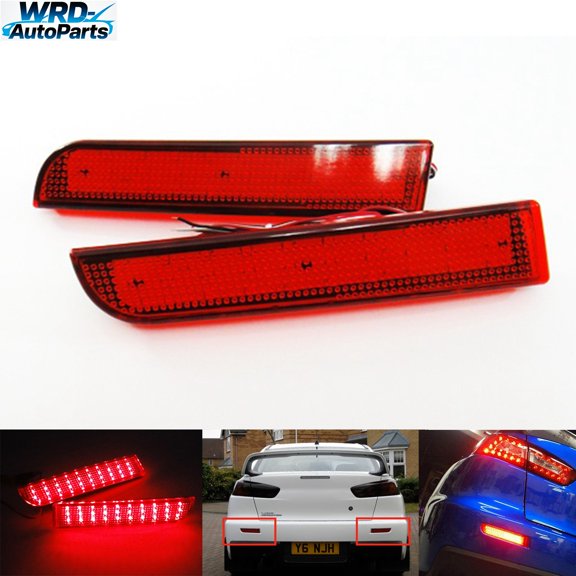 For 2008 - 2017 Mitsubishi Lancer Evo 2X Red Lens LED Bumper Reflect Tail Brake Stop Light Lamps