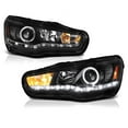 thumbnail image 1 of [For 2008-2017 Mitsubishi Lancer Ralliart Evolution Halogen Model] LED Strip Black Projector Headlight Headlamp Assembly, Driver & Passenger Side, 1 of 9