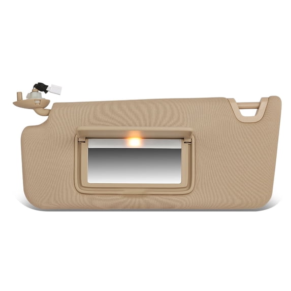 DNA Motoring Tan Factory Style Driver Left Side Sun Visor with Mirror and Vanity Light For 2008 to 2012 Honda Accord