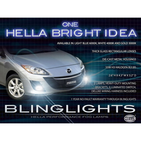 For 2009 2010 2011 Mazda3 Maxx Sport BL Fog Lamps Light Kit Xenon Drivinglights