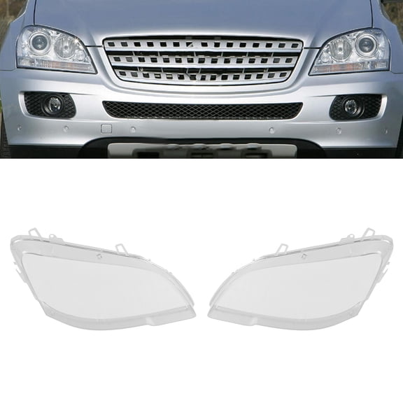 For 2009-2011 Mercedes Benz ML Class W164 Left & Right Headlamp Light Lens Cover Clear Direct Replacement