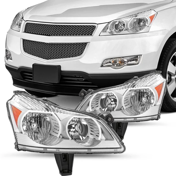 For 2009-2012 Chevy Traverse LS LT Chrome Headlight W/ Bulb Headlamp