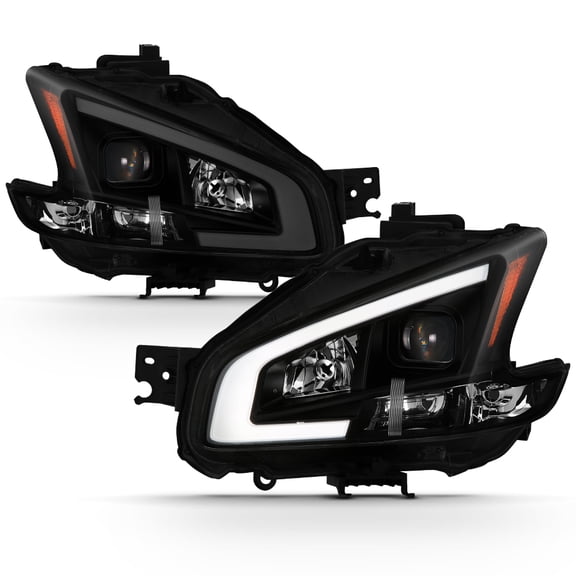 For 2009-2014 Maxima LED Light Tube Projector Headlights Headlamps Black Smoked