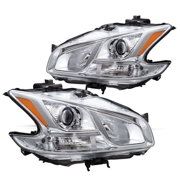 For 2009-2014 Nissan Maxima Halogen Headlights Assembly Headlamps Left+Right