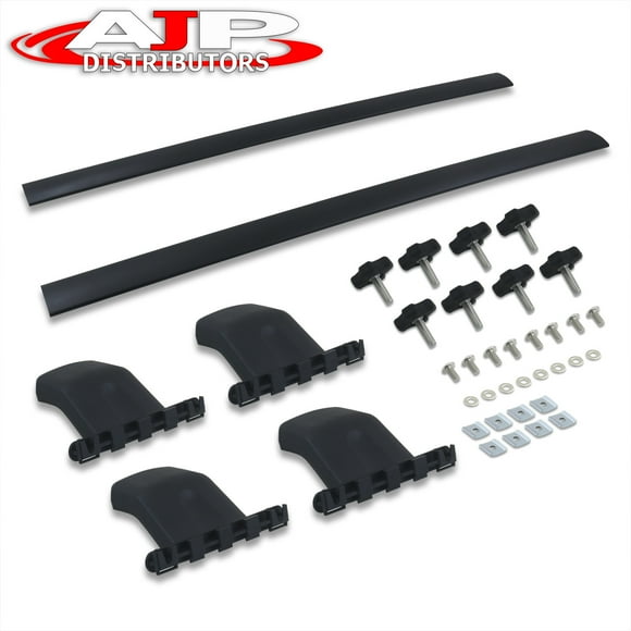 For 2009-2015 Honda Pilot 2-Piece OE Factory Style Aluminum Roof Rack Rail Cross Bars Top Cargo Lugagge Carrier Pair + Hardware (Black) - JDM YF3 YF4 SUV