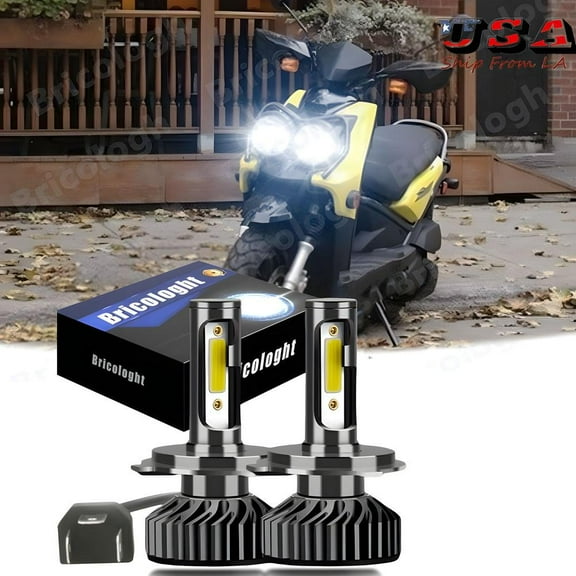 For 2009-2015 Yamaha YW125 Zuma 125 H4 LED Headlight Bulb Kit 6500K White Hi/Lo