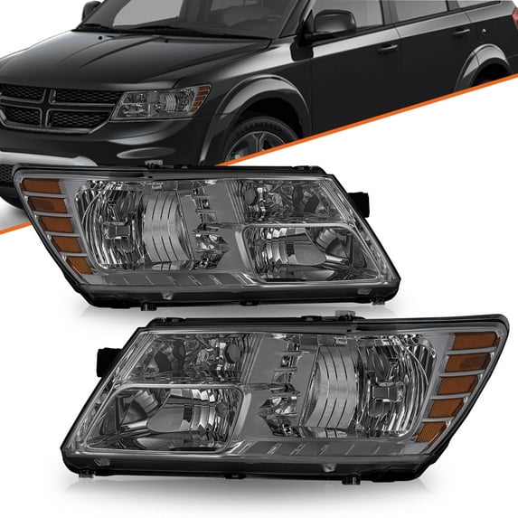 For 2009-2019 Dodge Journey Halogen Headlight Smoke Amber Corner Headlamps 2PCS