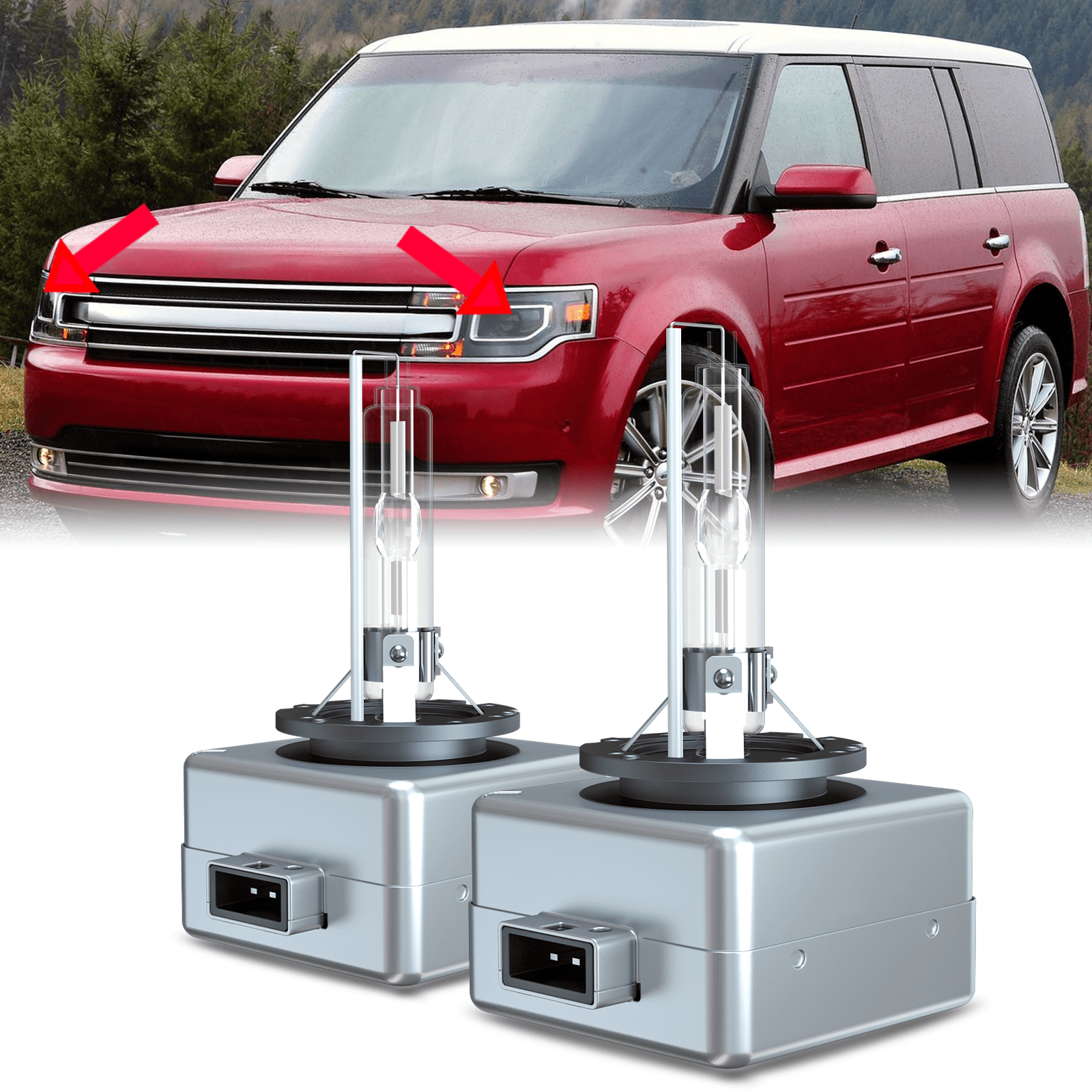 For 2009-2019 Ford Flex with HID Type Headlamp - 2X D3S Front HID Xenon Headlight Bulbs High Low Beam