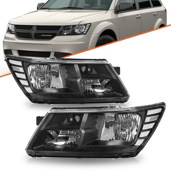 For 2009-2020 Black Housing Clear Lens Headlights Dodge Jounery  Headlamp Pair 09-20