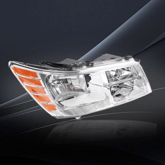 For 2009-2020 Dodge Journey Passenger Side Only Headlight Assembly Chrome Housing Clear Lens, Right Light, White