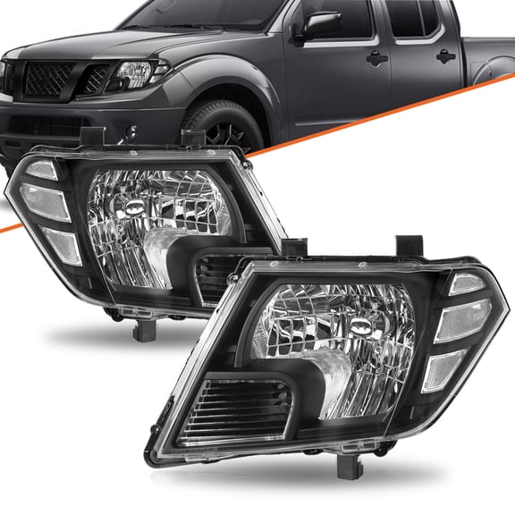 For 2009-2021 Nissan Frontier Truck Black Headlights Assembly Headlamps Pair