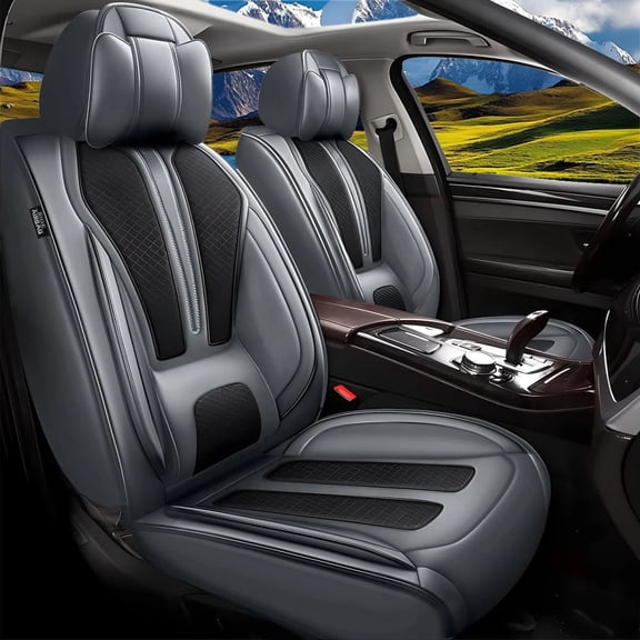 For 2009-2025 Ford F150 F250 F350 Leather Seat Cover Full Set Front Rear 5 Seats