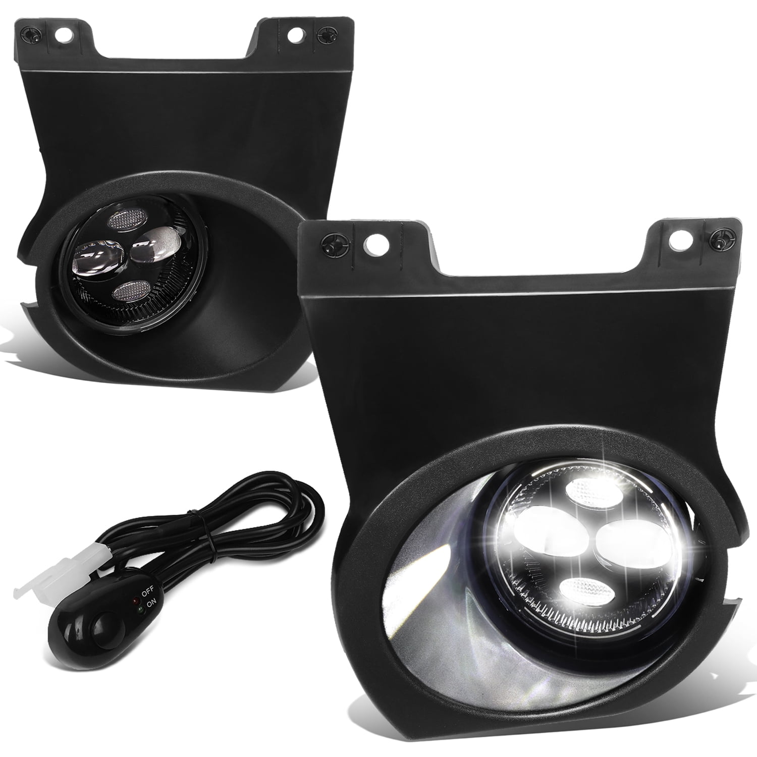 For 2009 to 2014 Ford F-150 Pair of Clear Lens Full LED Lighting Driving Fog Lights Lamps with Switch and Bezels 12 13