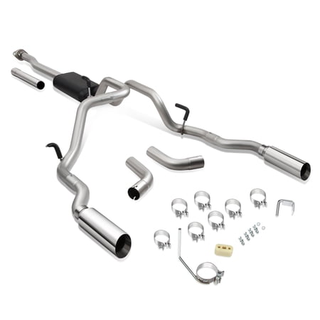 For 09-14 Ford F150 4.6L 5.0L 5.4L FM Style Dual Tailpipes Side/Rear Exit Cat-Back Exhaust System