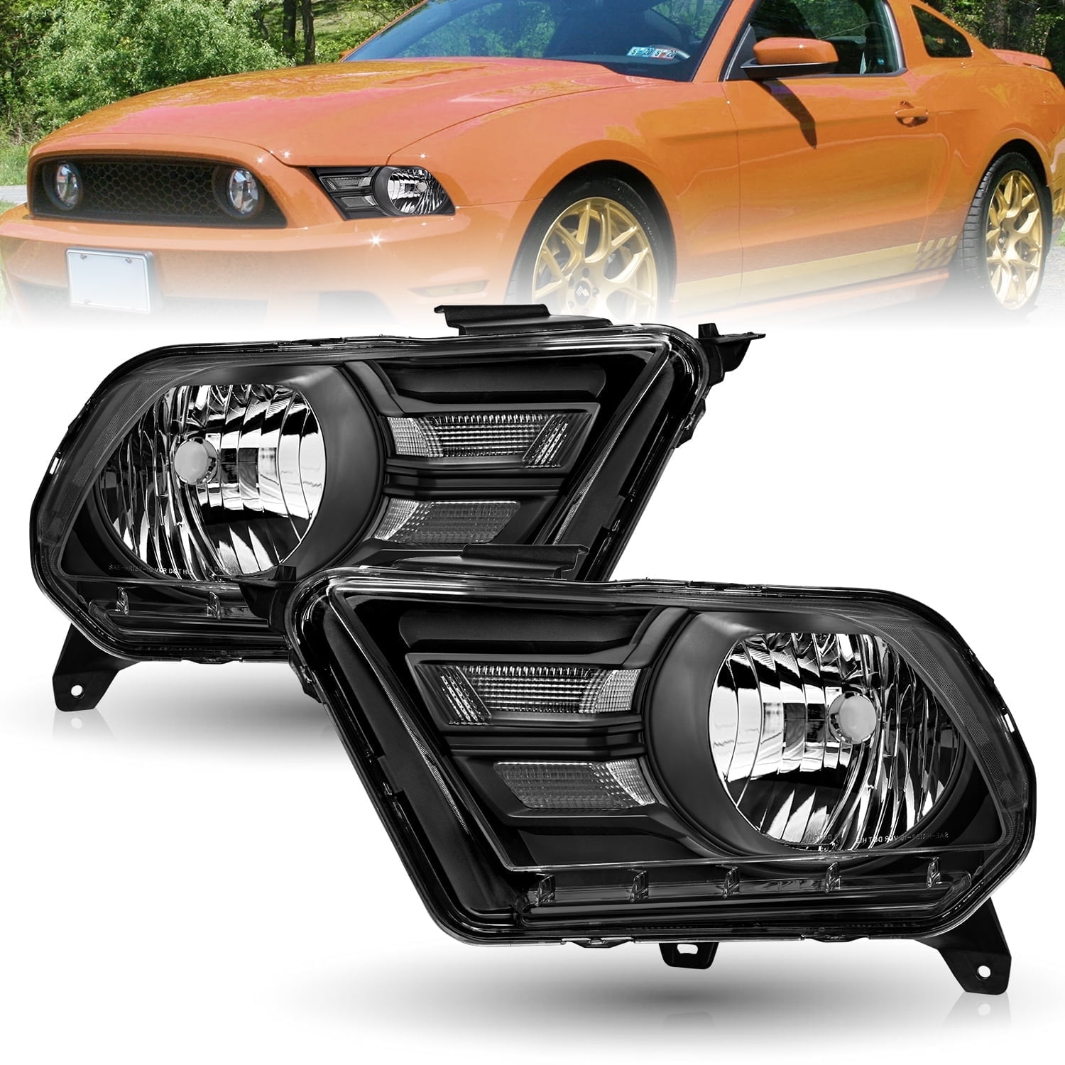 For 2010 2011 2012 2013 2014 Ford Mustang Halogen Type Headlight Headlamp Pair