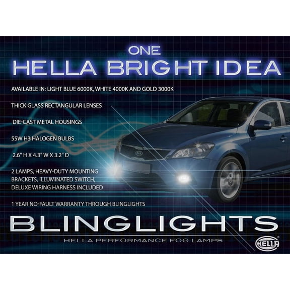 For 2010 2011 2012 Kia Cee'd Ceed Xenon Foglamps Foglights Driving Fog Lamps Lights Kit