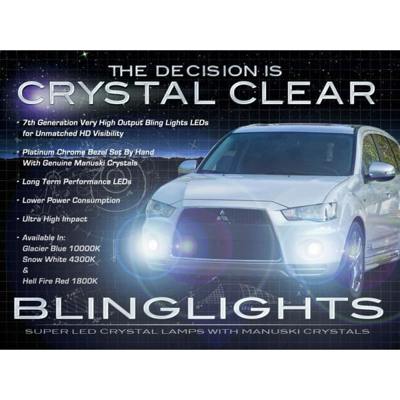 For 2010 2011 2012 Mitsubishi Outlander LED Foglamps Foglights Fog Lamps Driving Lights Kit