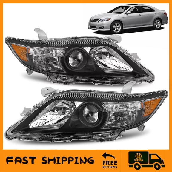 For 2010-2011 Toyota Camry Black Headlights Headlamp Left + Right 8115006510