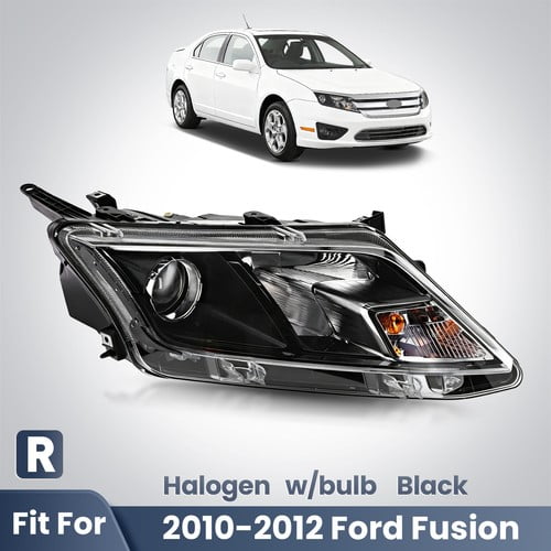 For 2010-2012 Ford Fusion Passenger Side Headlight with BULBs (Black Housing) RH