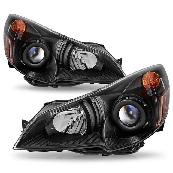 For 2010-2014 Subaru Outback Legacy Halogen Black Housing Amber Headlights Assembly