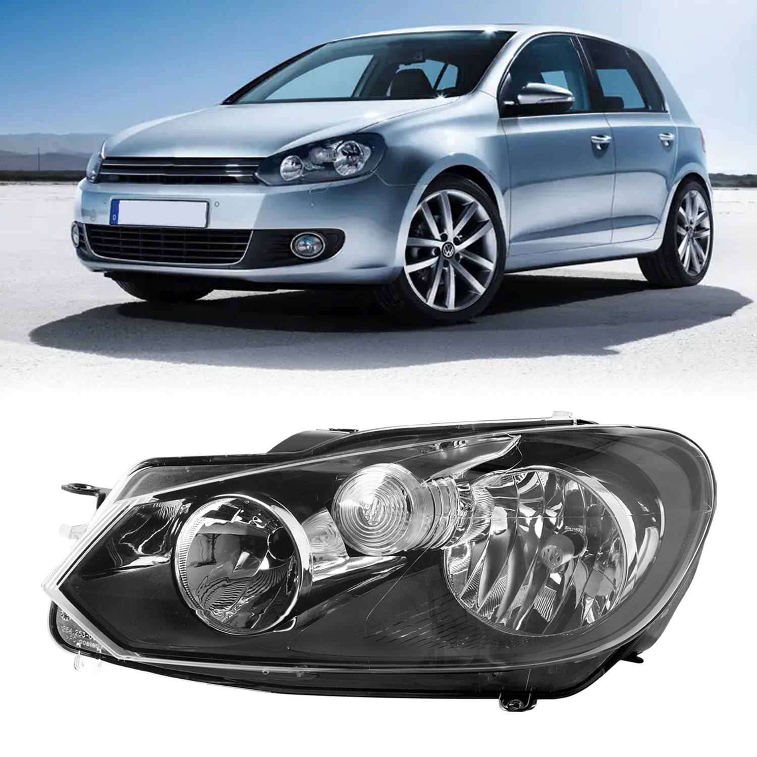 Headlight Vw Jetta Pair Of Chrome Halogen Headlights For 2006-2009 Volkswagen GTI, Jetta, Rabbit VW Headlights - Foto 7