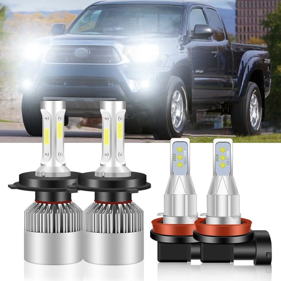 For 2010-2015,2007-2008 Toyota Avanza Headlights 9003/H4 LED High/Low Beam H11 Fog light Bulbs 4pc