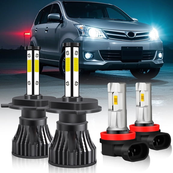 For 2010-2015,2007-2008 Toyota Avanza LED Bulbs Kit Headlight Foglight H4/9003+H11,400% Brighter than Halogen