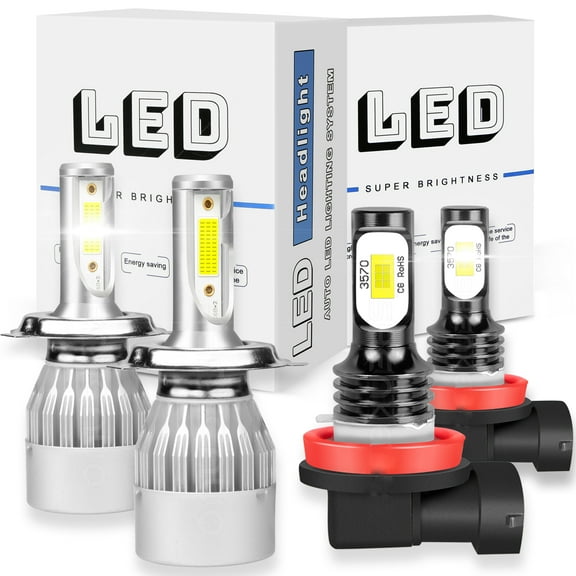 For 2010-2015,2007-2008 Toyota Avanza  LED Headlight Kit 6000K White High/Low Beam + Fog Light Bulbs 4pc