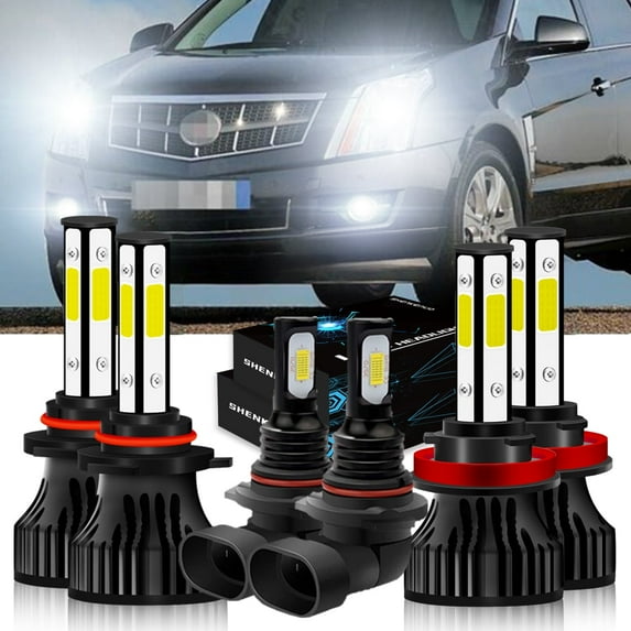 For 2010-2016 Cadillac SRX Low and High Beam H11 9005 LED Headlights+9145 Fog Bulbs Kit