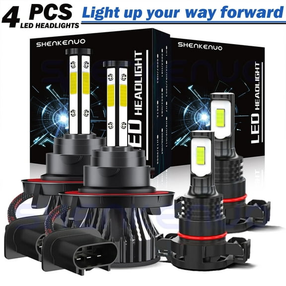 For 2010-2017 Jeep Patriot LED Headlight Bulbs 4-side 9008/H13 High Low Beam 2504/5202 Fog Lights 4x Bulbs Combo