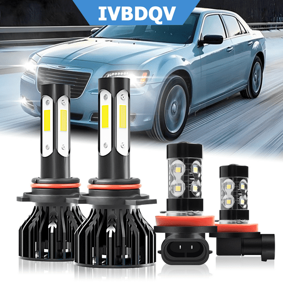 For 2011 2012 2013 2014 Chrysler 300 White 9012 LED Headlight +H11 Fog Light Bulbs 4pcs