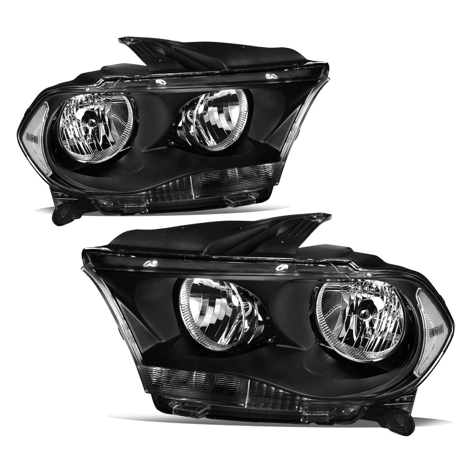 BRYGHT-For 2011 2012 2013 Dodge Durango Headlights Black Housing Clear Headlamps Pair