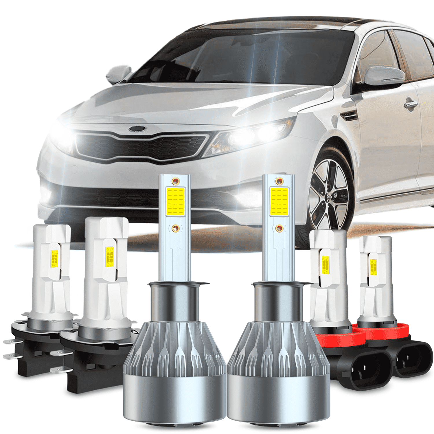 For 2011 2012 2013 Kia Optima 6X LED Headlight High Low Beam + Fog Light Bulbs Kit 6500K Cool White