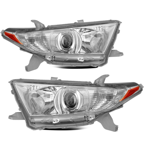 For 2011-2013 Toyota Highlander Chrome Headlights Amber Corner Lamps Left+Right