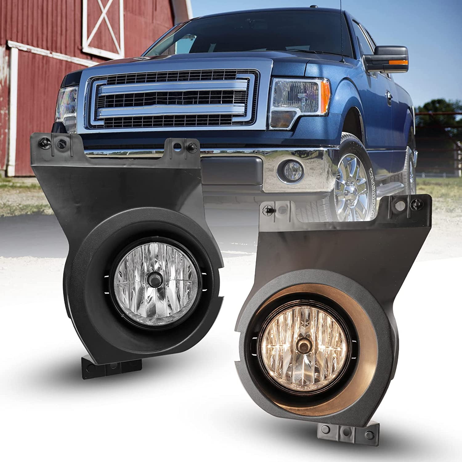 For 2011-2014 Ford F150 F-150 Clear Bumper Fog Lights Driving Lamps Left+Right