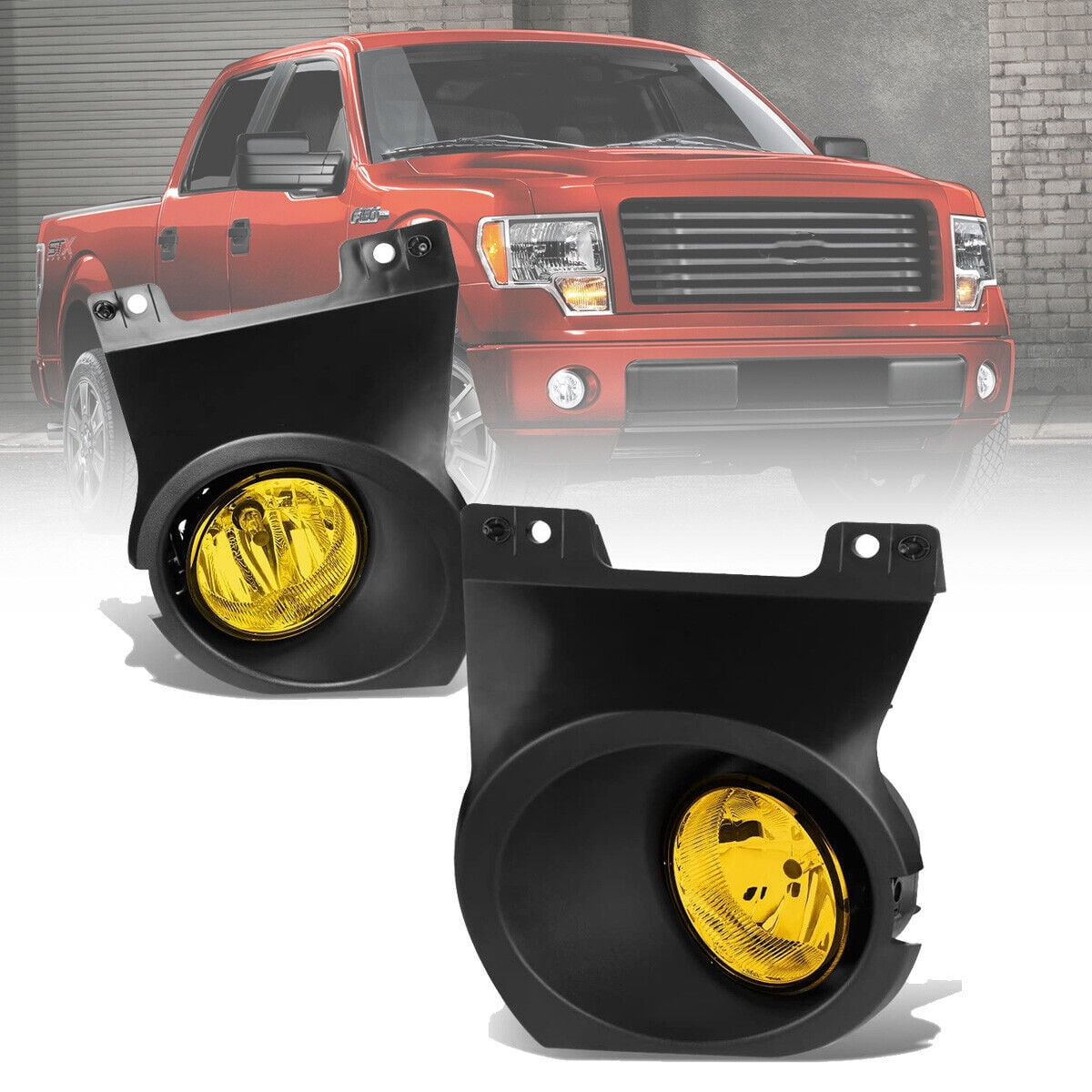 For 2011-2014 Ford F150 F-150 Yellow Bumper Fog Lights Driving Lamps Left+Right