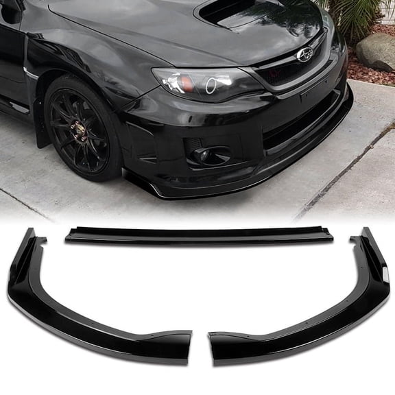 For 2011-2014 Subaru WRX STi CS2-Style JDM Painted Black Front Bumper Body Lip