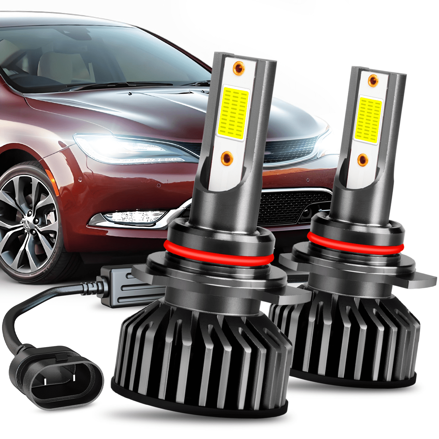 For 2011-2015 Chrysler 200 LED Headlight Bulbs 9012 High Low Beam Set 60W 12000LM Pack of 2