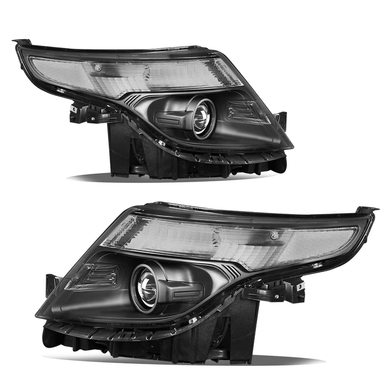 For 2011-2015 Ford Explorer Halogen Black Housing Projector Headlights Pair