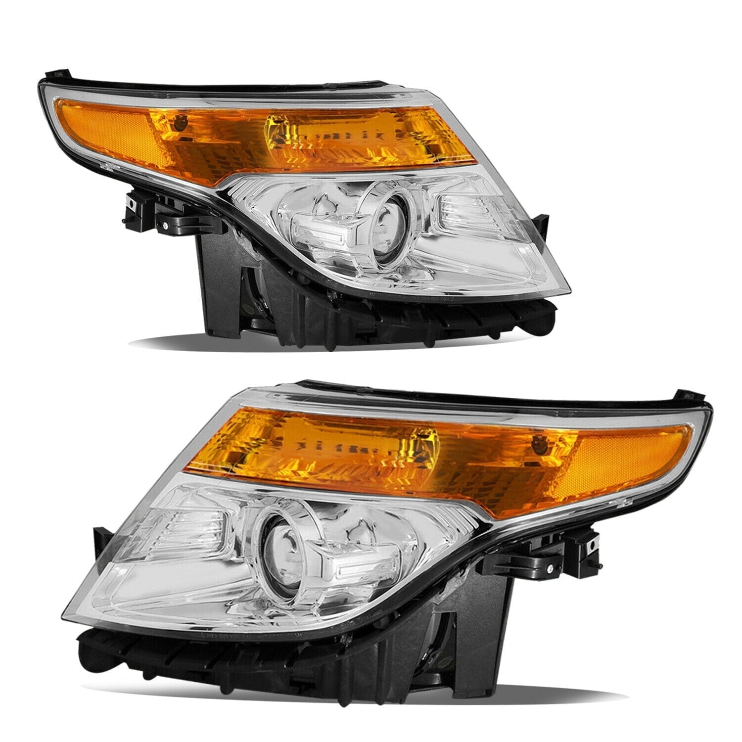 For 2011-2015 Ford Explorer Halogen Chrome Housing Projector Headlights Pair