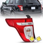 For 2011-2015 Ford Explorer LED Tail Light Red Clear With Bulbs Left Driver Side