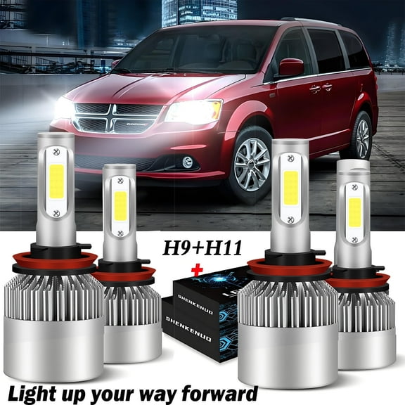 For 2011-2017 2018 2019 Dodge Grand Caravan LED Headlight Bulbs H9/H11 High Beam and Low Beam 4pc