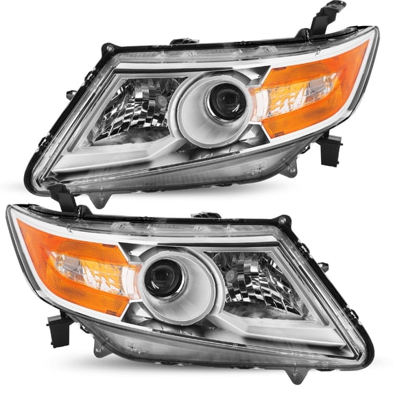 For 2011-2017 Honda Odyssey Halogen Projector Chrome Headlights Pair L+R